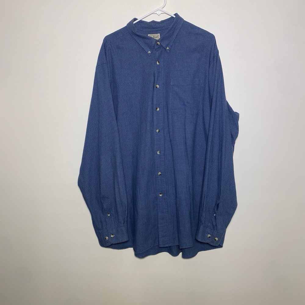 LL Bean Men XXL Tall‎ Flannel Wool Cotton Puppy Tooth Fit Button Down Shirt